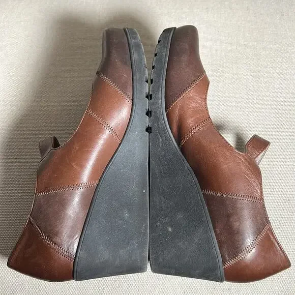 Abeo Ginger brown 2-tone leather Mary Jane wedge shoes academia 8.5 narrow - Picture 9 of 11